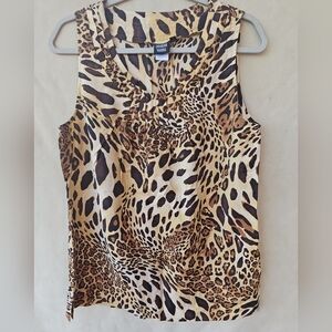 Sharon Young Animal Print Sleeveless Blouse